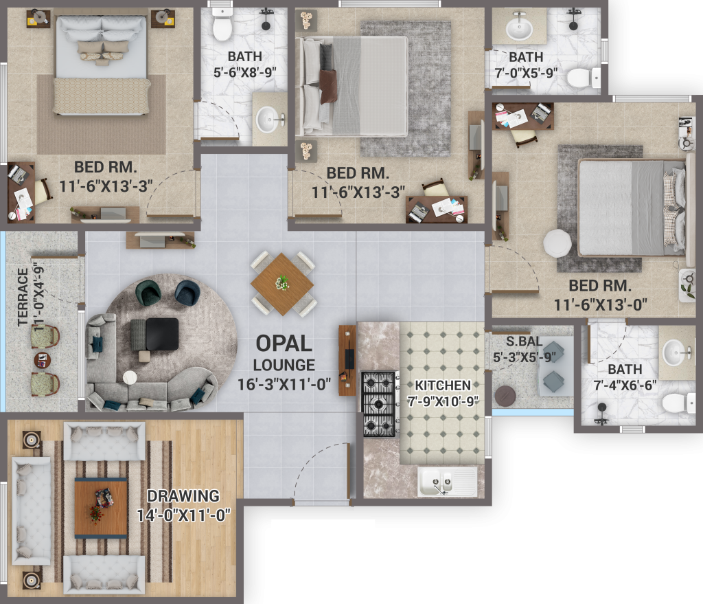 Opal 3 Bed-1
