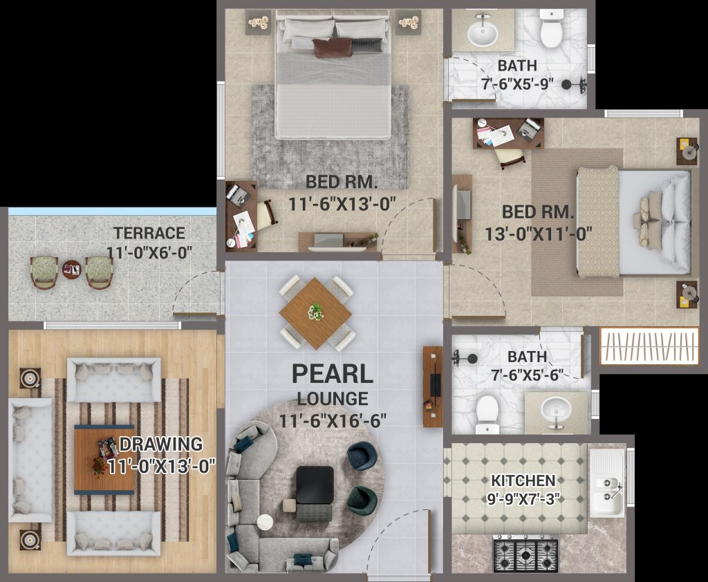 Pearl 2 Bed